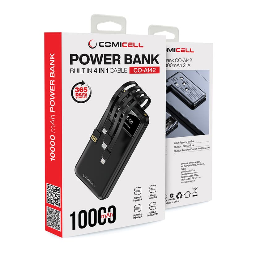 Power bank COMICELL CO-A142 4in1 10000mAh 2.1A crni-2