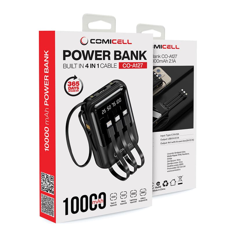 Power bank COMICELL CO-A127 4in1 10000mAh 2.1A crni-2