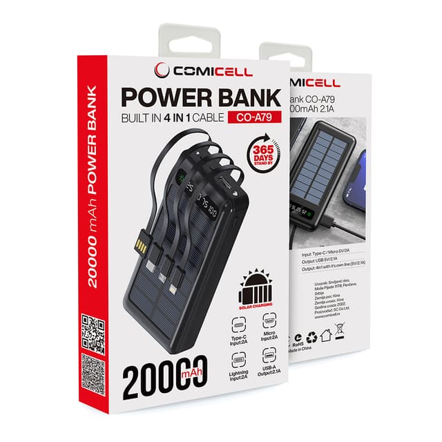 Power bank COMICELL CO-A79 4in1 SOLAR 20000mAh 2.1A crni-2