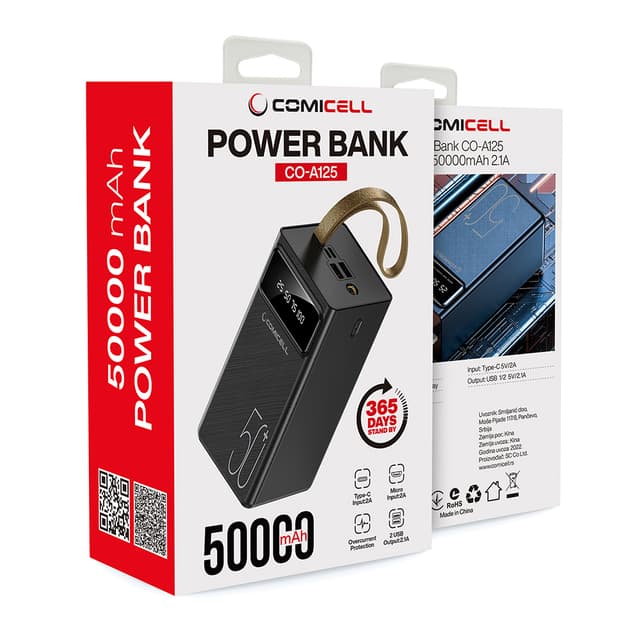 Power bank COMICELL CO-A125 2xUSB 50000mAh 2.1A crni-1