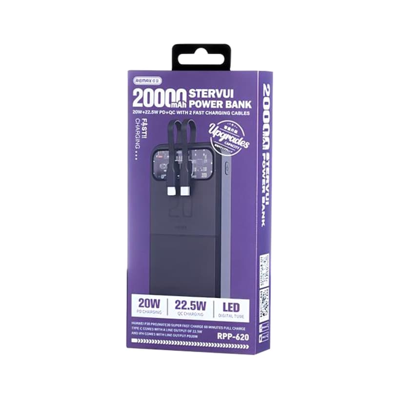 Power Bank REMAX Stervui Series 20W PD+22.5W QC 20000mAh RPP-620 crni-1