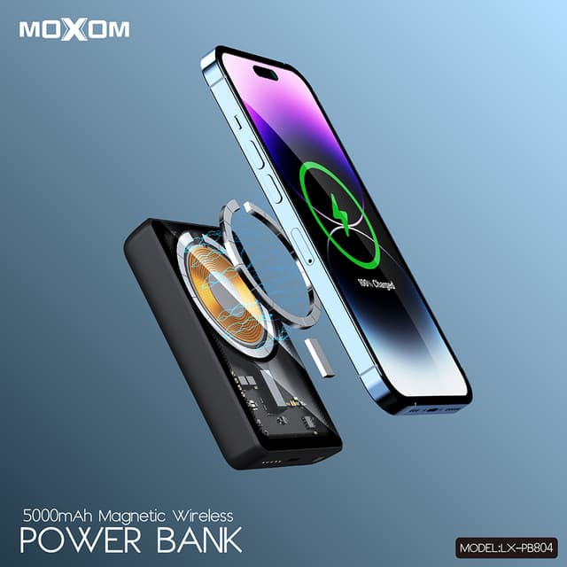 Power Bank MagSafe Moxom LX-PB804 LED SCP22.5+ PD20W 5000mAh crni-2