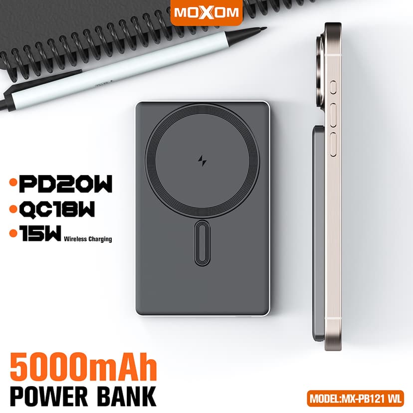 Power Bank MagSafe Moxom MX-PB121 PD20+ QC18W 5000mAh-1