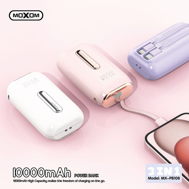 Power bank Moxom MX-PB108 brzo punjenje PD20W SCP22.5W 10000mAh 3.0A beli-2