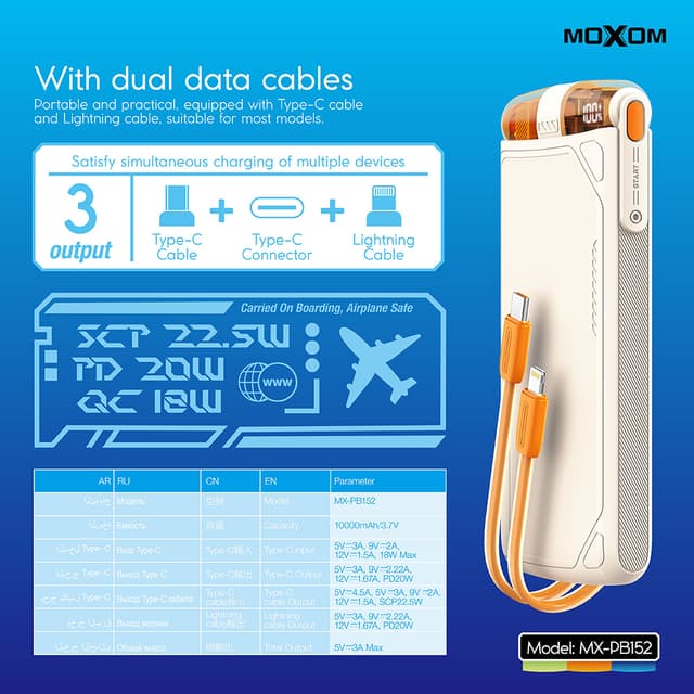 Power bank Moxom MX-PB152 super brzi PD20W QC18W SCP22.5W 10000mAh 3A beli-2