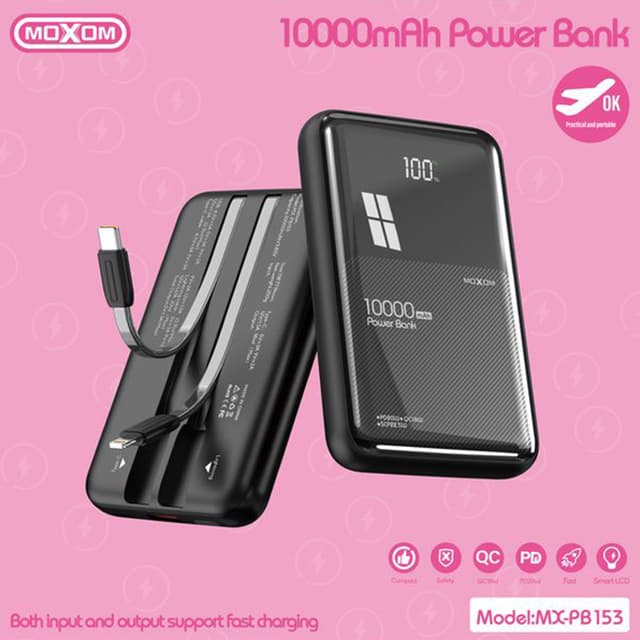 Power bank Moxom MX-PB153 super brzi PD20W QC18W SCP22.5W 10000mAh 3A crni-1