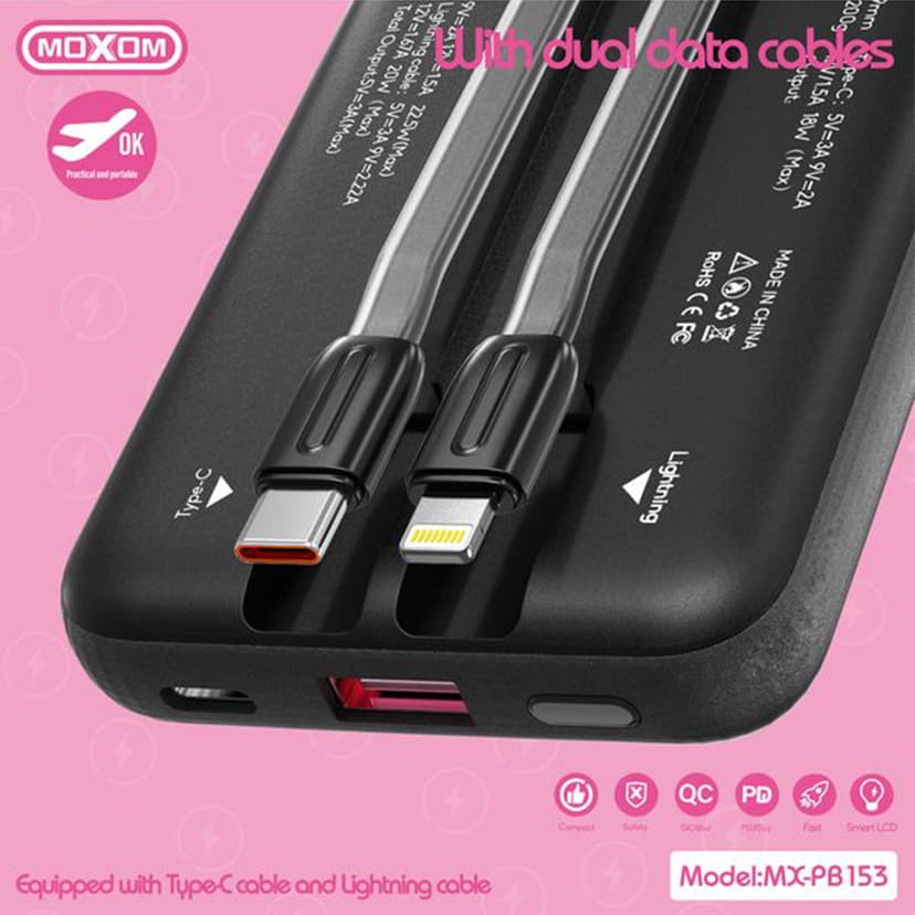 Power bank Moxom MX-PB153 super brzi PD20W QC18W SCP22.5W 10000mAh 3A crni-2