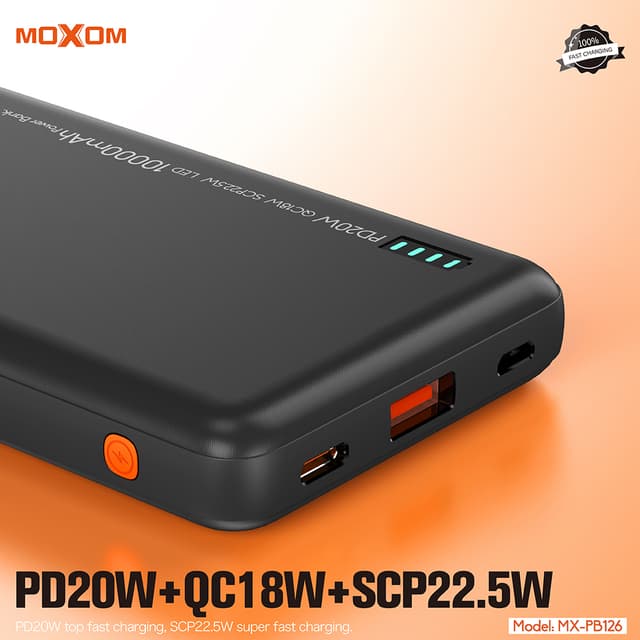 Power bank Moxom MX-PB126 PD20W QC18W SCP22.5W 10000mAh 2.4A crni-3