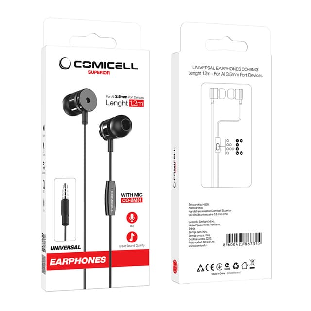 Handsfree slusalice Comicell Superior CO-BM31 univerzalne 3.5 mm crne-4