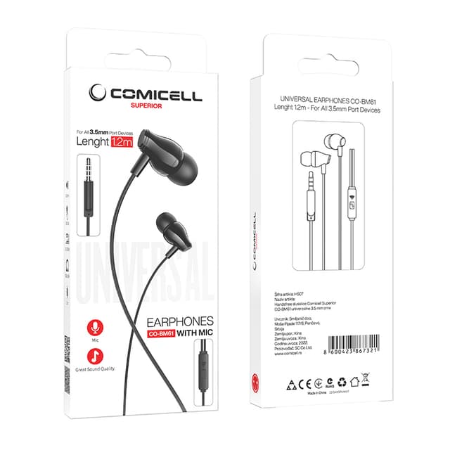 Handsfree slusalice Comicell Superior CO-BM61 univerzalne 3.5 mm crne-3