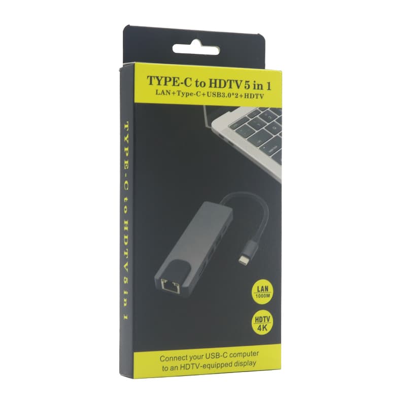 Hub Type-c na HDMI Type C 2xUSB3.0 LAN (5 u 1)-2