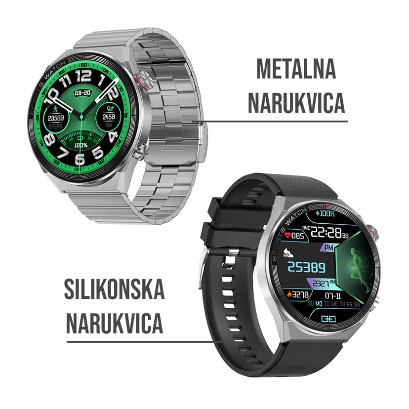 Smart Watch DT3 Mate silver (metalna i silikonska narukvica)-1