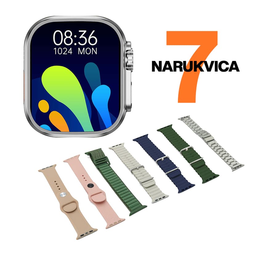 Smart watch WS-X9 ULTRA srebrni (7 narukvica)-0