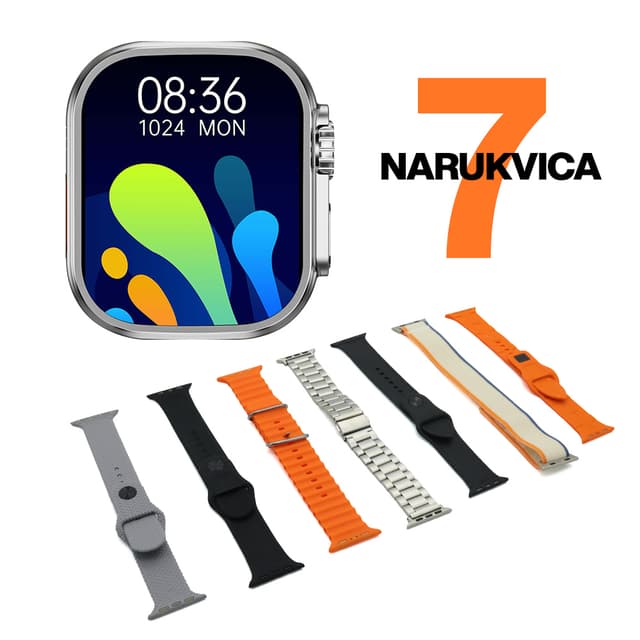 Smart watch WS-61 ULTRA 2 srebrni (7 narukvica)-0