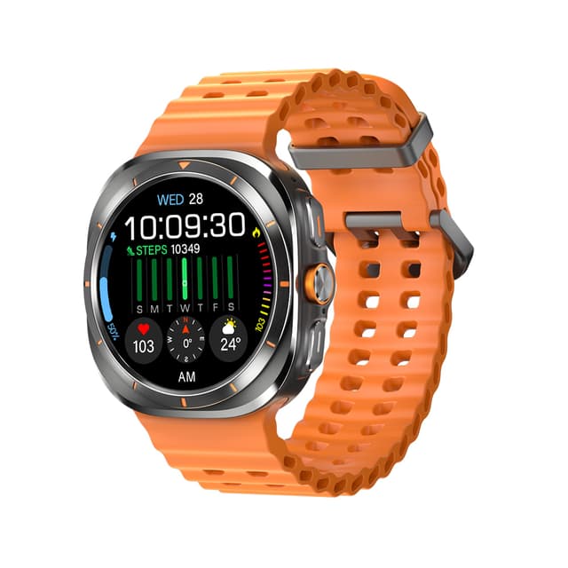 Smart watch W7 Watch Ultra crni (narandzasta silikonska narukvica)-0