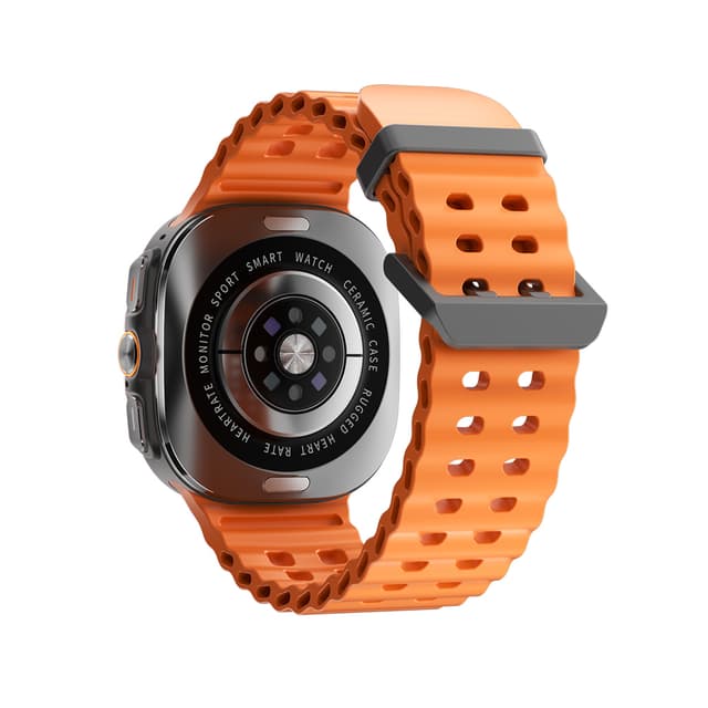 Smart watch W7 Watch Ultra crni (narandzasta silikonska narukvica)-3