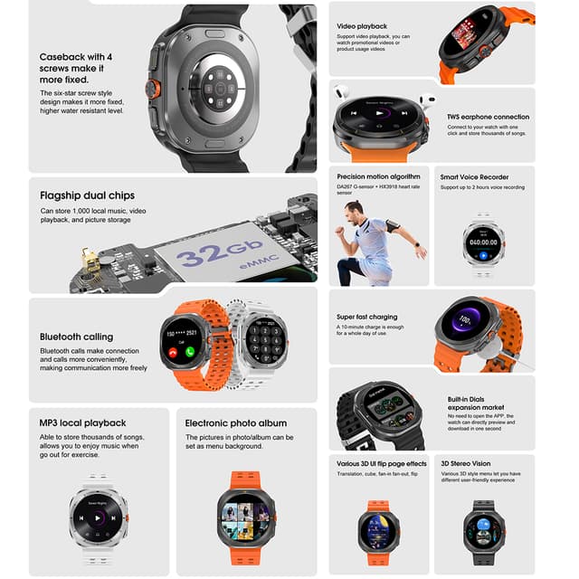 Smart watch DT WATCH ULTRA crni (crna silikonska narukvica)-3