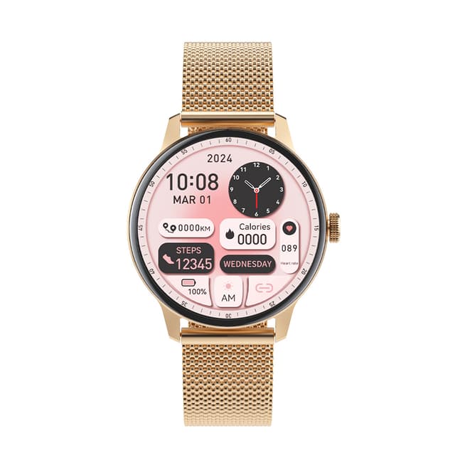 Smart watch OD9 zlatni (zlatna metalna i pink silikonska narukvica)-2