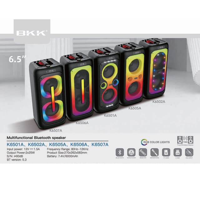 Zvucnik bluetooth BKK K6502A sa dva mikrofona crni-6