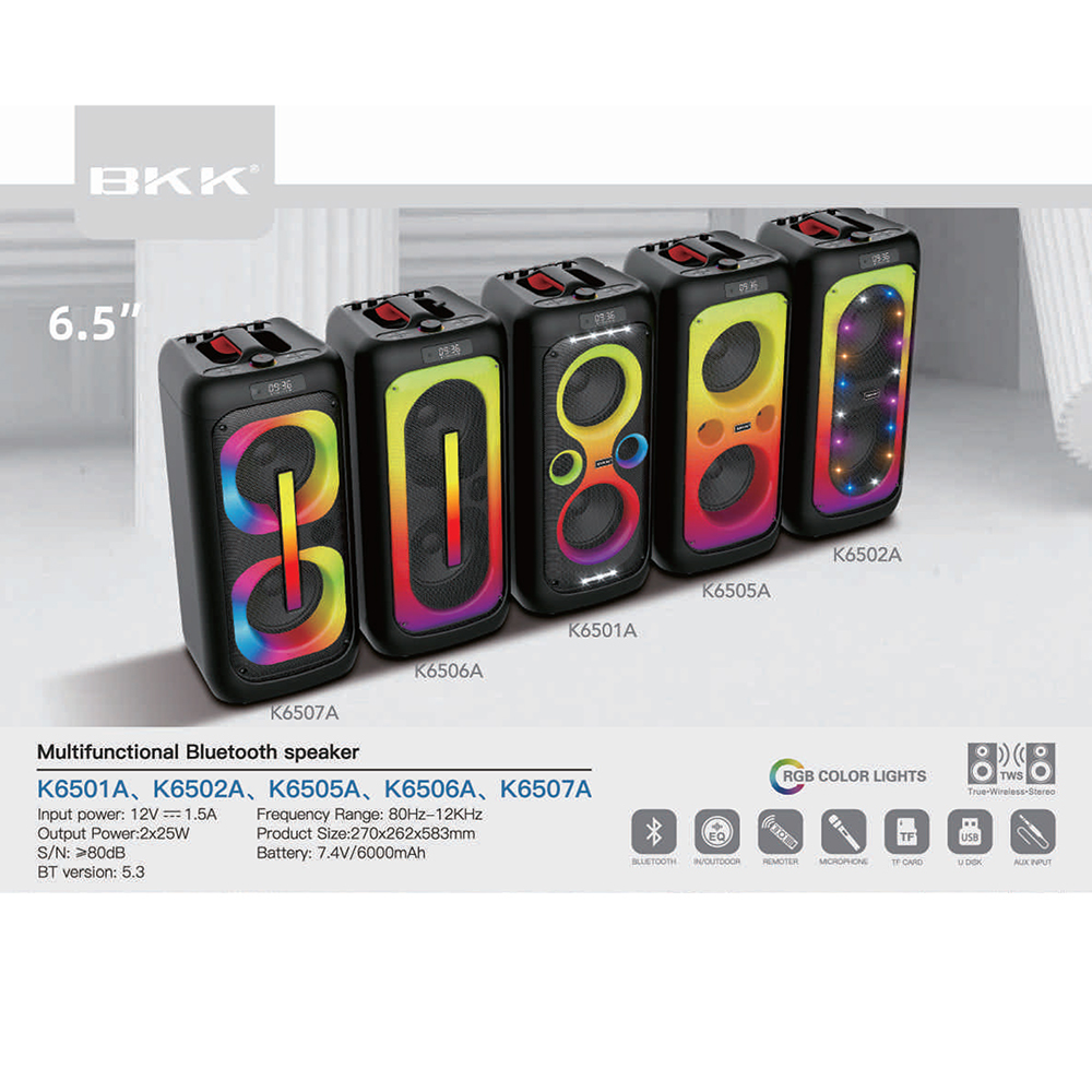 Zvucnik bluetooth BKK K6507A sa dva mikrofona crni-6